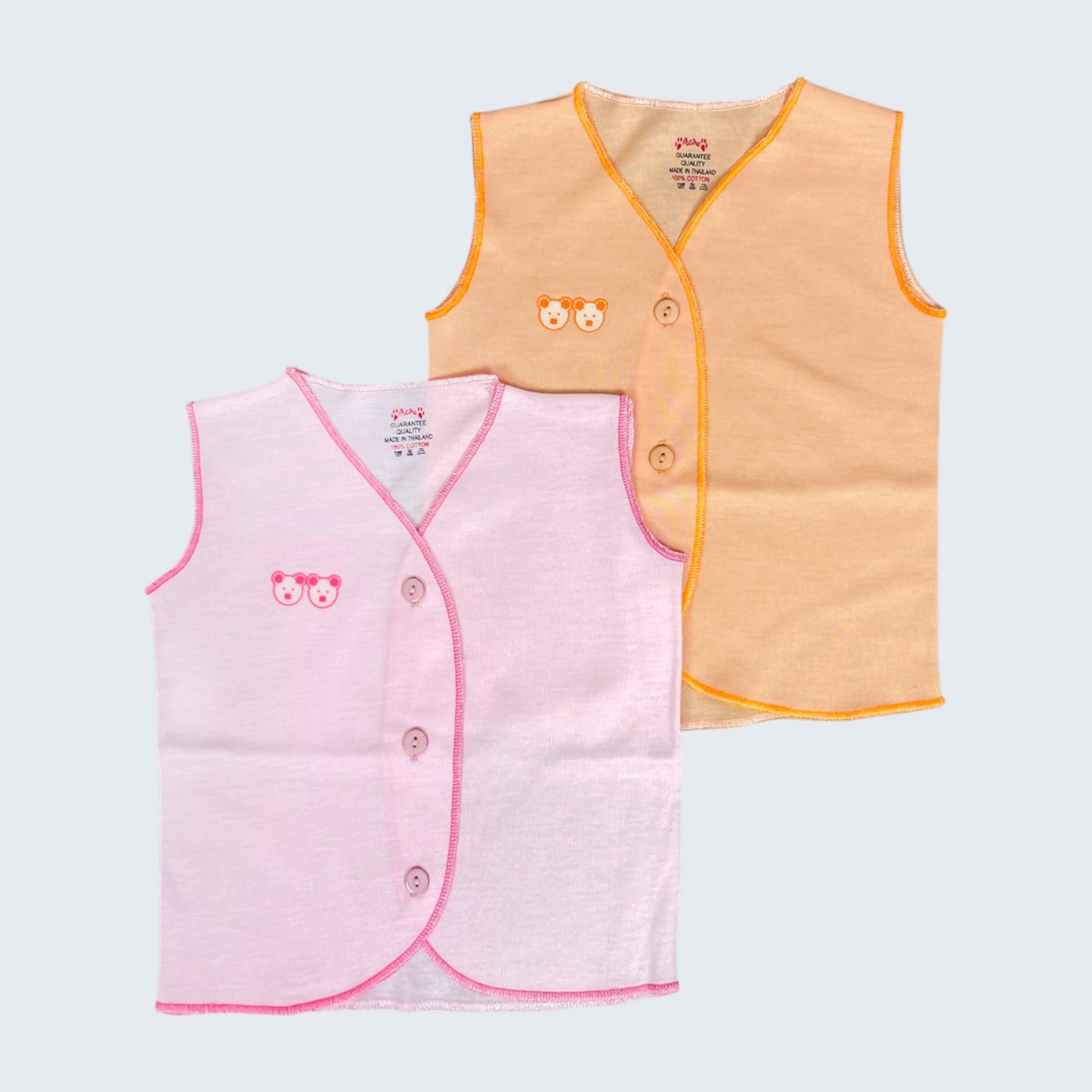 Deshi 100% Cotton Sleeveless Nima 2pcs for 0-3 Months Baby