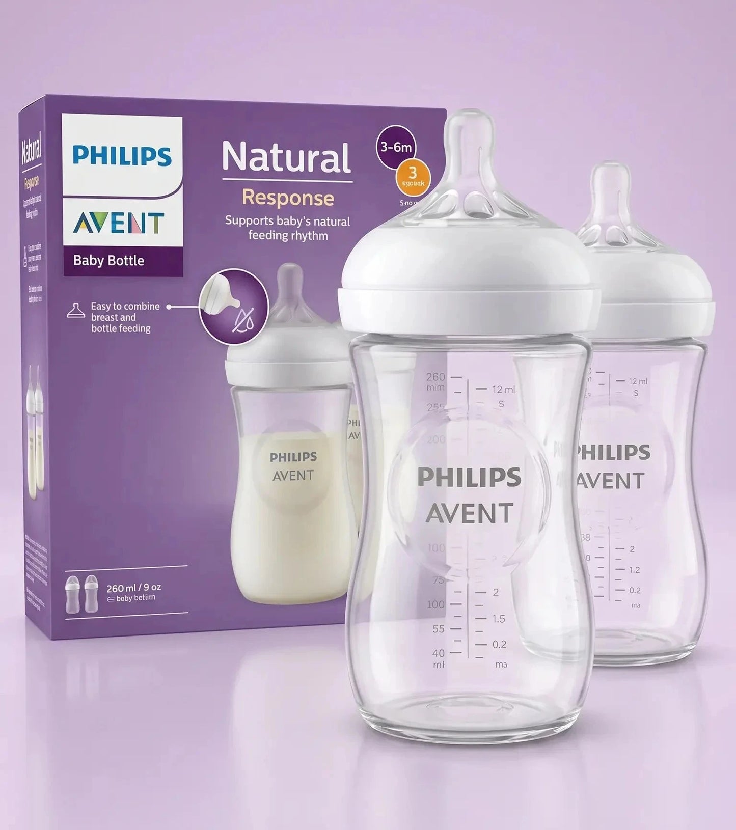 Philips Avent Natural Response Baby Feeding Bottle 260ml 1m+ (Indonesia)