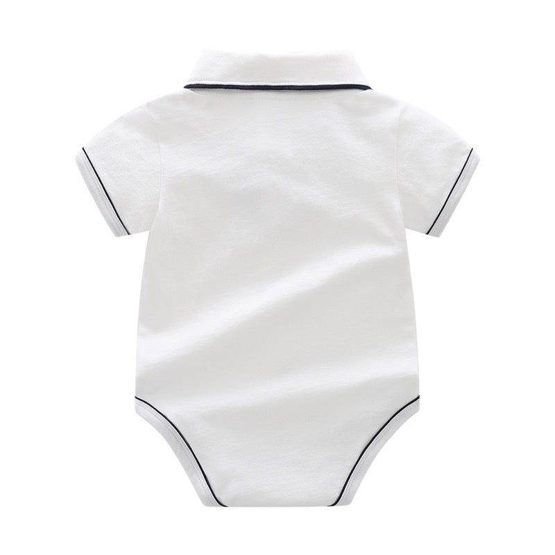 Baby Boy Cotton Formal Romper with Bow Tie