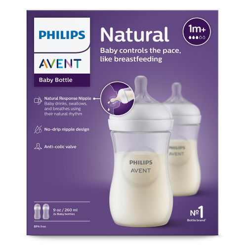 Philips Avent Natural Response Baby Feeding Bottle 260ml 1m+ (Pack of 2)