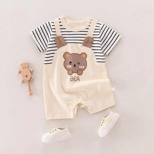 Summer Baby Romper – Cute Bear Ear Design Short Sleeve Cotton Jumpsuit