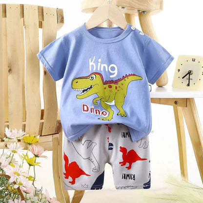 Soft 100% Cotton Baby Summer Set with cute cartoon prints