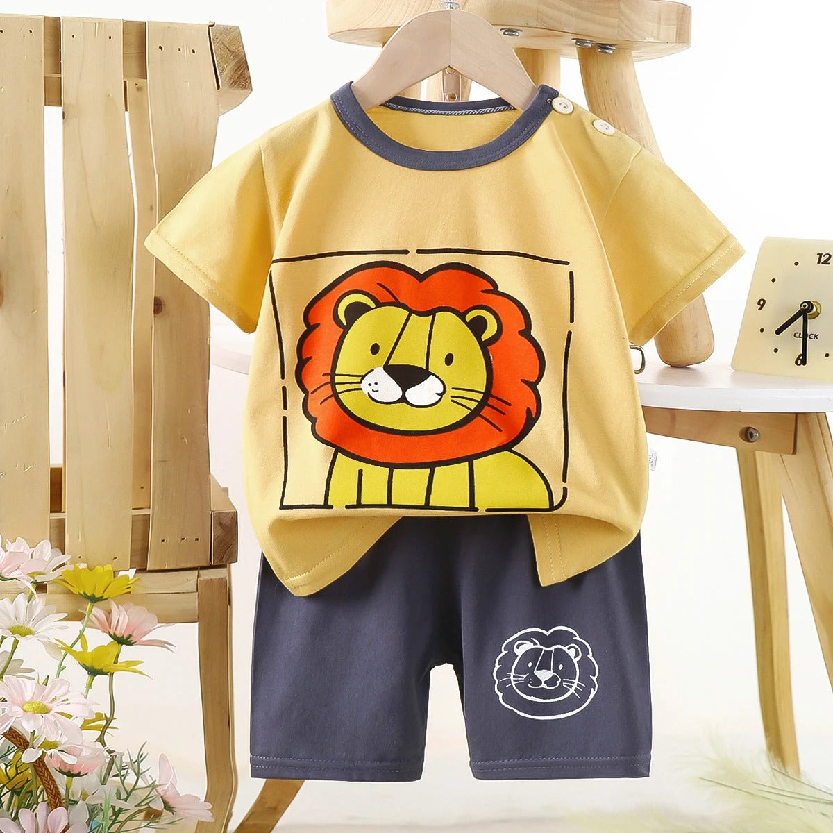 Soft 100% Cotton Baby Summer Set with cute cartoon prints