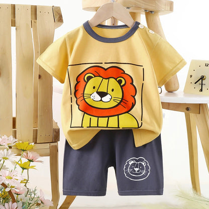 Soft 100% Cotton Baby Summer Set with cute cartoon prints