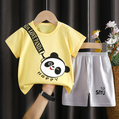Soft 100% Cotton Baby Summer Set with cute cartoon prints