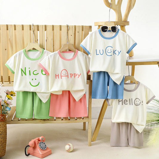 Kids Summer Short-Sleeve Set – Soft & Breathable Cartoon 2-Piece Outfit