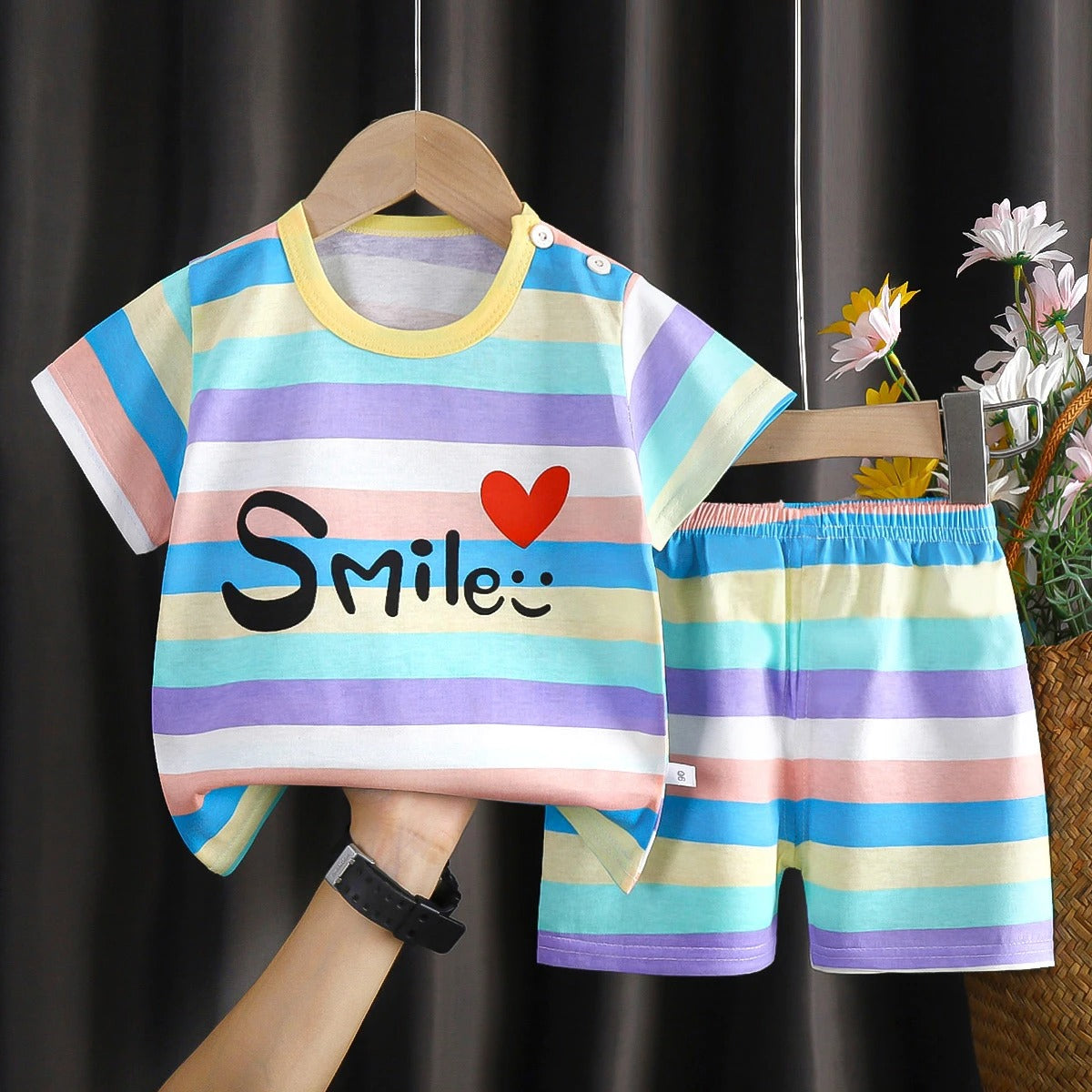 Soft 100% Cotton Baby Summer Set with cute cartoon prints