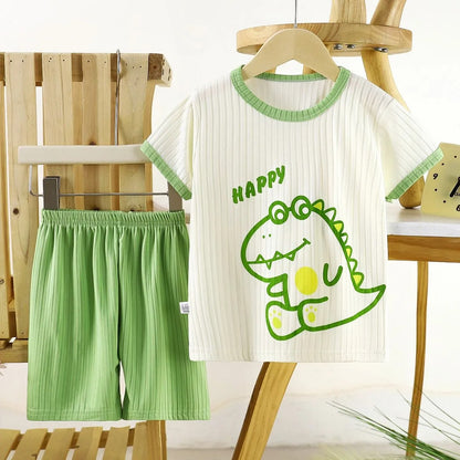 Kids Summer Short-Sleeve Set – Soft & Breathable Cartoon 2-Piece Outfit