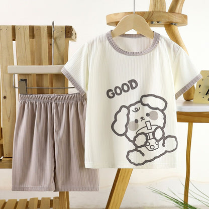 Kids Summer Short-Sleeve Set – Soft & Breathable Cartoon 2-Piece Outfit