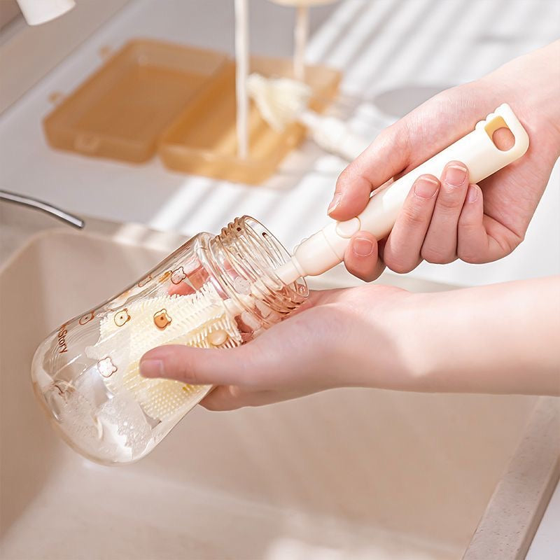 Silicone Baby Bottle Cleaning Brush Set with Storage Box