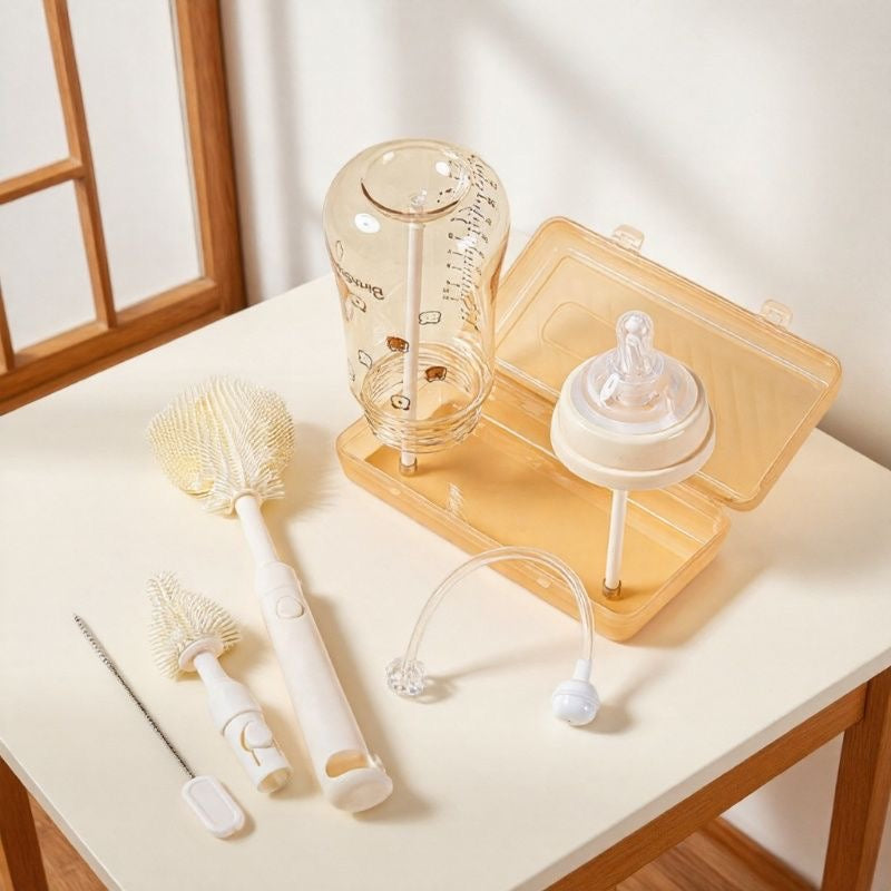 Silicone Baby Bottle Cleaning Brush Set with Storage Box