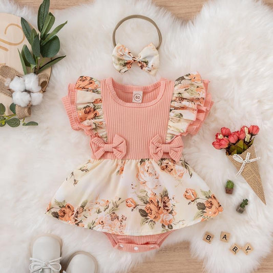 Floral Baby Girl Romper Dress Set ( China )