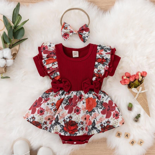 Floral Baby Girl Romper Dress Set ( China )