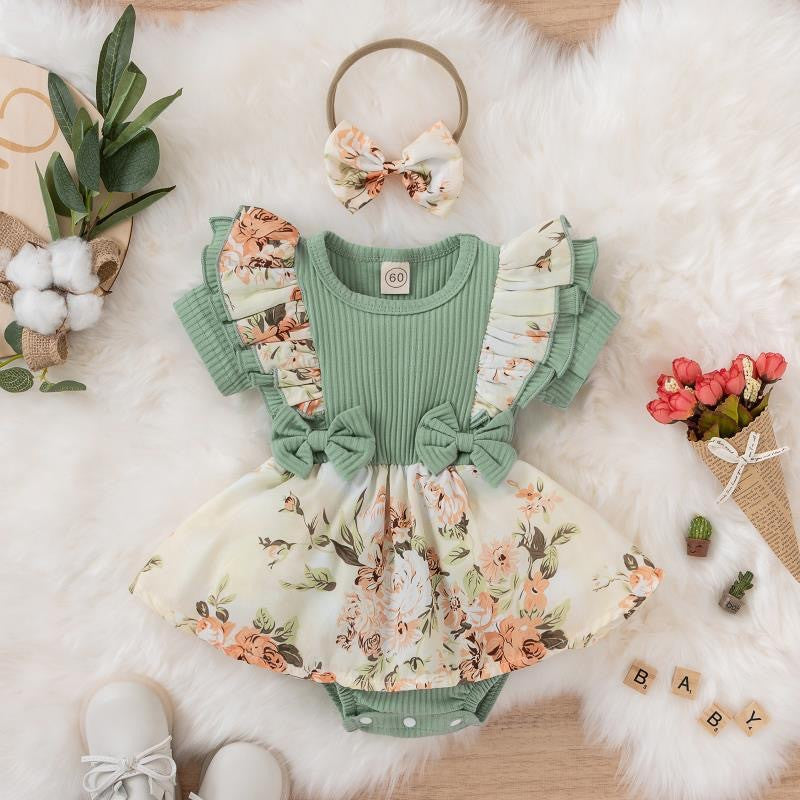 Floral Baby Girl Romper Dress Set ( China )