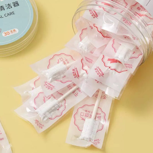 30 Pcs Newborn Baby Gauze Cotton Swab Tongue Cleaner