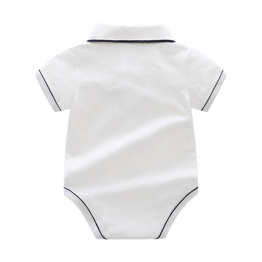 Baby Boy Cotton Formal Romper with Bow Tie