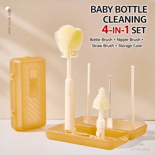 Silicone Baby Bottle Cleaning Brush Set with Storage Box