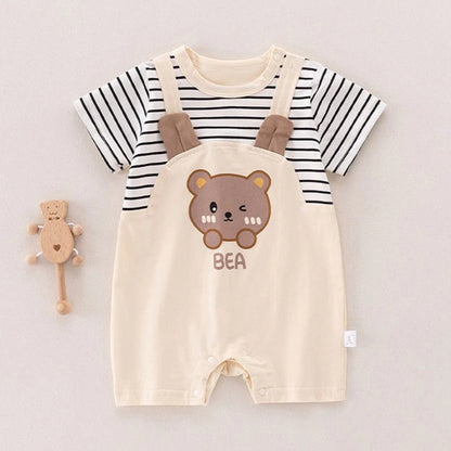 Summer Baby Romper – Cute Bear Ear Design Short Sleeve Cotton Jumpsuit