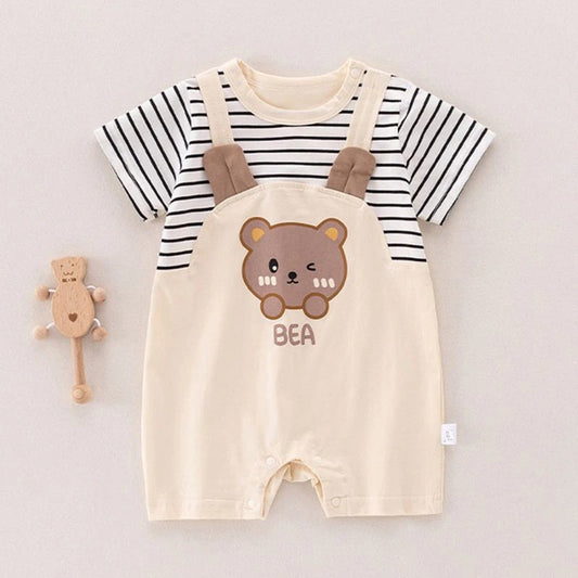 Summer Baby Romper – Cute Bear Ear Design Short Sleeve Cotton Jumpsuit