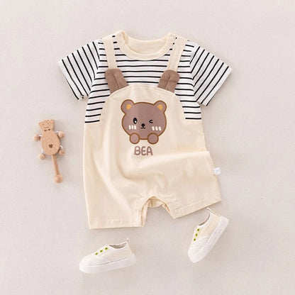 Summer Baby Romper – Cute Bear Ear Design Short Sleeve Cotton Jumpsuit