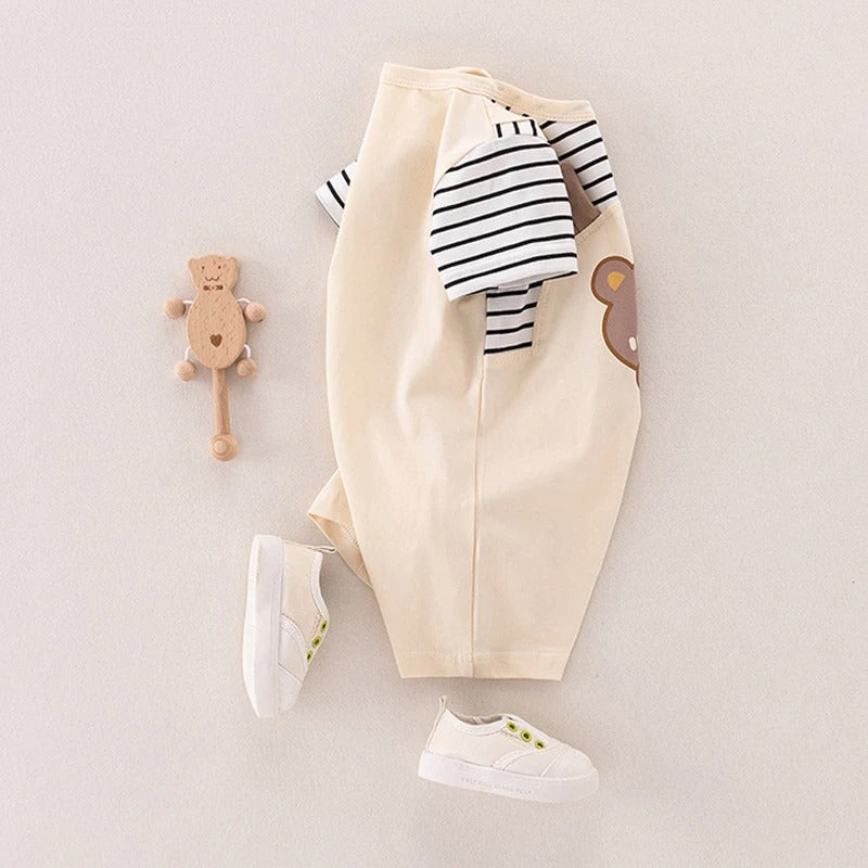Summer Baby Romper – Cute Bear Ear Design Short Sleeve Cotton Jumpsuit