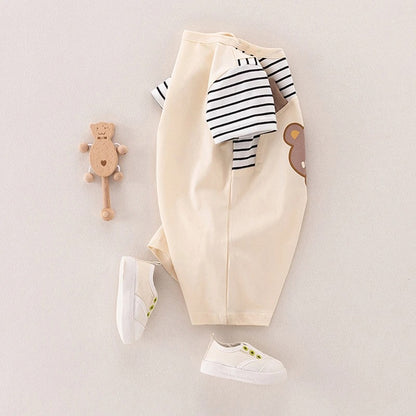 Summer Baby Romper – Cute Bear Ear Design Short Sleeve Cotton Jumpsuit
