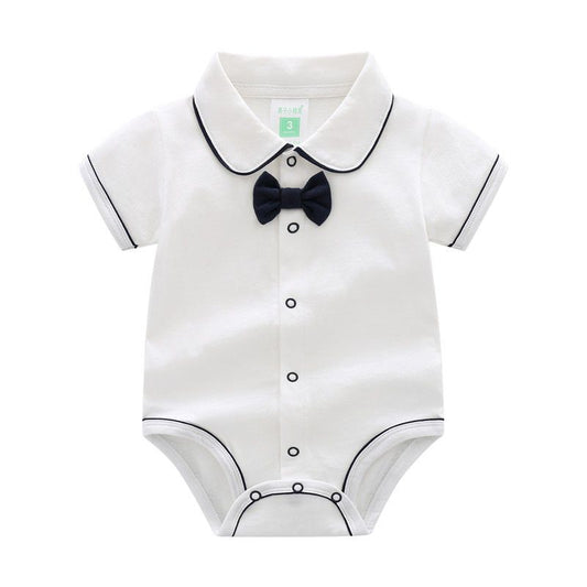 Baby Boy Cotton Formal Romper with Bow Tie
